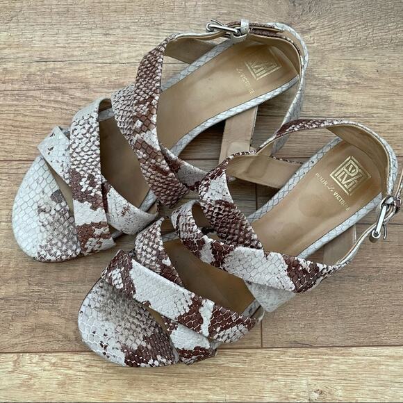 Pour La Victoire Reptile Print Wedge Sandal Women's 7.5 US - Picture 2 of 6